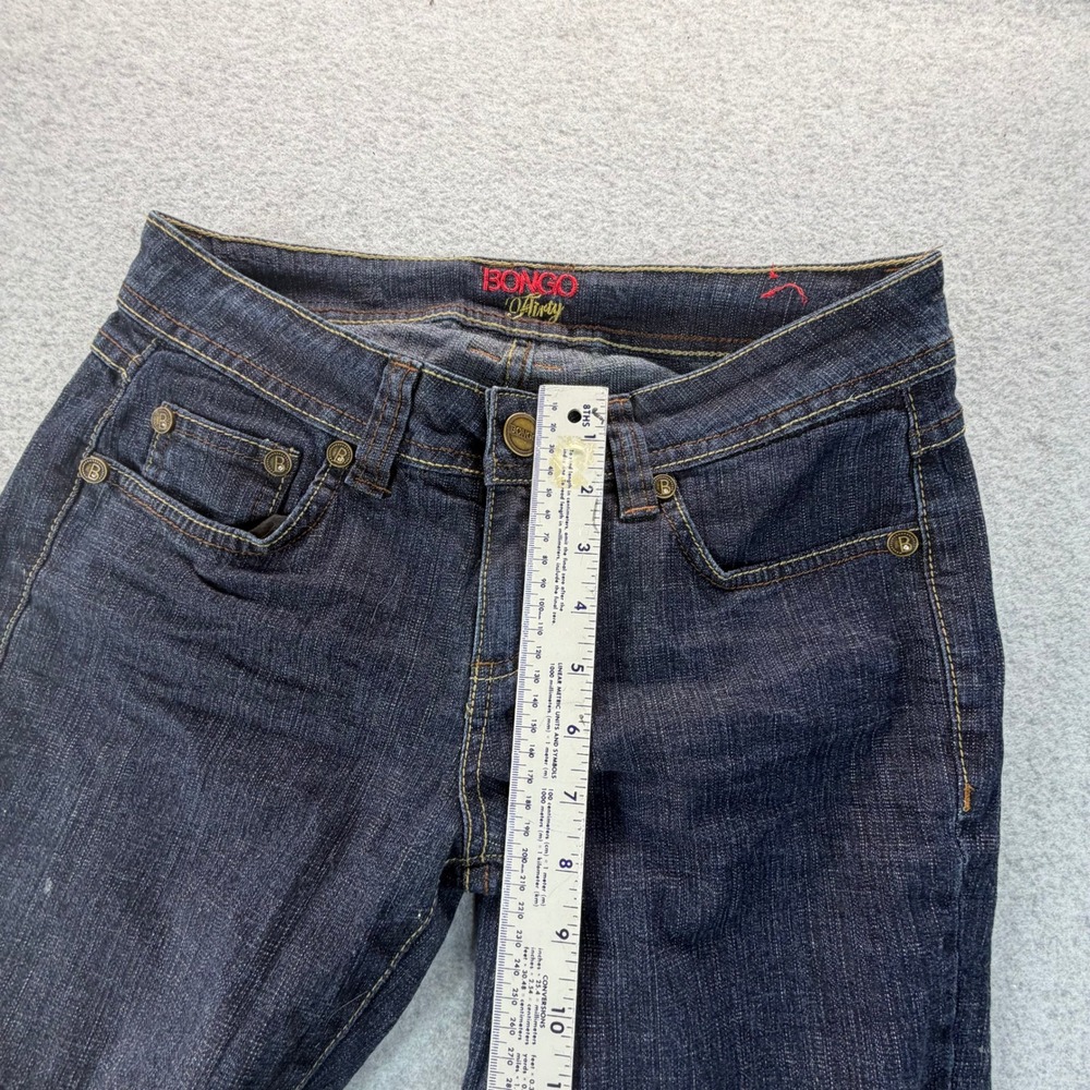 Bongo D'Flirty Womens Dark Wash Low Rise Flare Jeans Size 5 Stretch Blue Denim - Picture 4 of 11